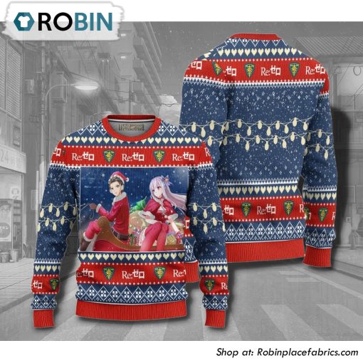 Re Zero Natsuki X Emilia Anime 3D Printed Ugly Christmas Sweater