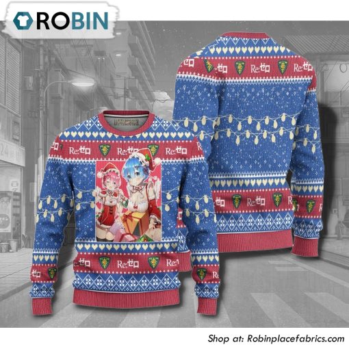 Re Zero Rem X Ram Anime 3D Printed Ugly Christmas Sweater