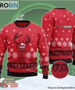Red Coors Light Reindeer Snowy Ugly Christmas Sweater