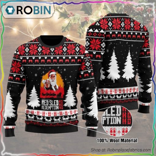 Red Sled Redemption Ugly Christmas Sweater