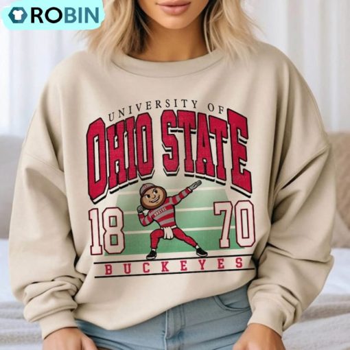 Retro Football Sweatshirt, Ohio State Football Tee Tops Crewneck