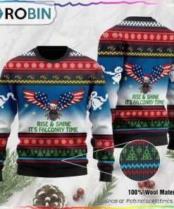 Rise And Shine It’s Falconry Time Alaska Eagle Ugly Christmas Sweater