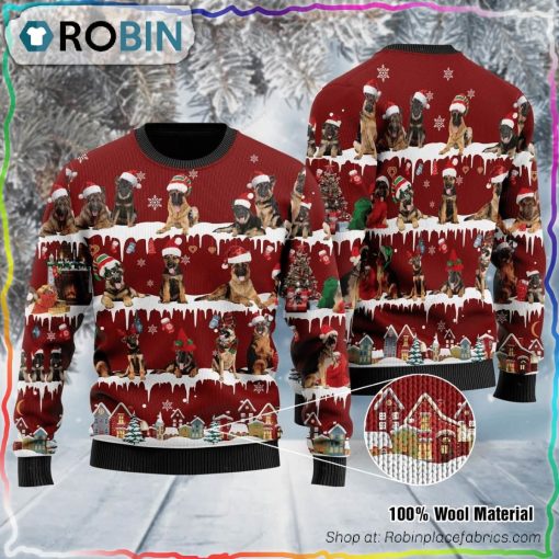 Rottweiler Red Ugly Christmas Sweater