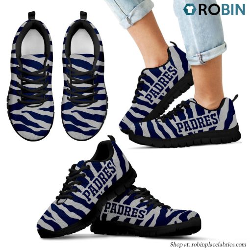 San Diego Padres Tiger Skin Stripes Pattern Printed Breathable Running Shoes
