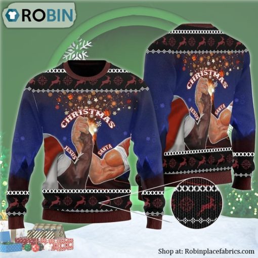 Santa And Jesus Ugly Christmas Sweater