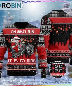 Santa Biker Oh What Fun It Is To Ride Ugly Sweater