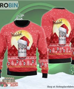 Santa Claus Sleigh Budweiser Ugly Christmas Sweater