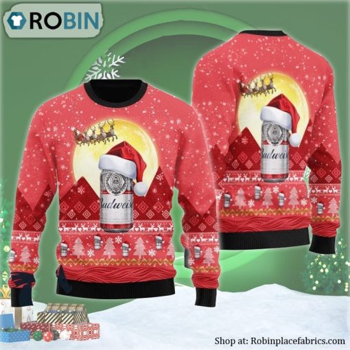 Santa Claus Sleigh Budweiser Ugly Christmas Sweater
