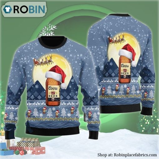 Santa Claus Sleigh Coors Banquet Ugly Christmas Sweater