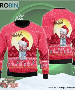 Santa Claus Sleigh Coors Light Ugly Christmas Sweater