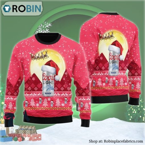 Santa Claus Sleigh Coors Light Ugly Christmas Sweater