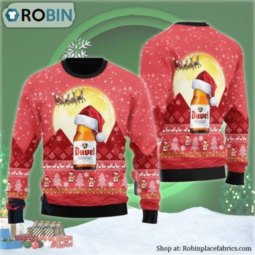 Santa Claus Sleigh Duvel Beer Ugly Christmas Sweater