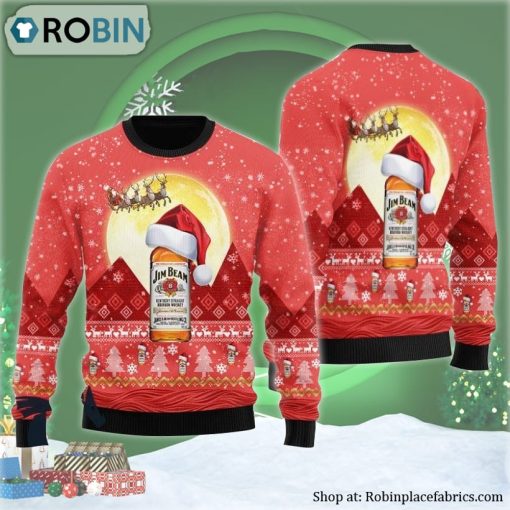 Santa Claus Sleigh Jim Beam Ugly Christmas Sweater