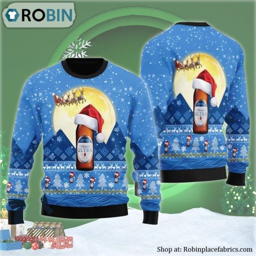 Santa Claus Sleigh Michelob ULTRA Ugly Christmas Sweater