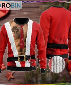 Santa Firefighter Tattoo Six Packs Body Ugly Sweater