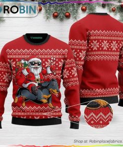 Santa Riding Dachshund Ugly Christmas Sweater