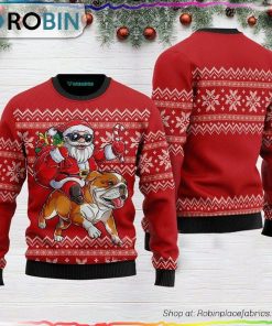 Santa Riding English Bulldog Ugly Christmas Sweater