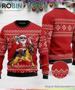 Santa Riding German Shepherd Ugly Christmas Sweater Santa Riding German Shepherd Ugly Christmas Sweater