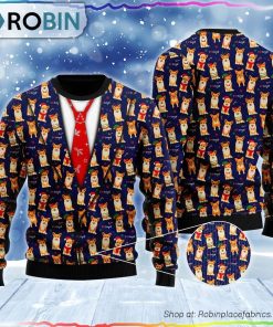 Seamless Christmas Pattern Corgis Ugly Sweater