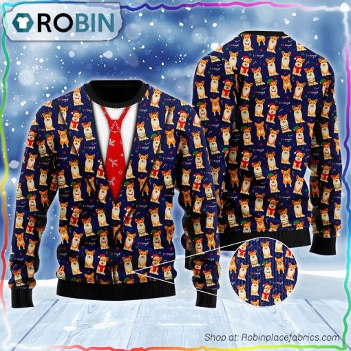 Seamless Christmas Pattern Corgis Ugly Sweater