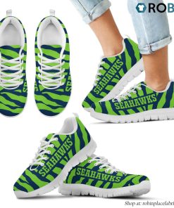 Seattle Seahawks Tiger Skin Stripes Pattern Printed Breathable Running Shoes