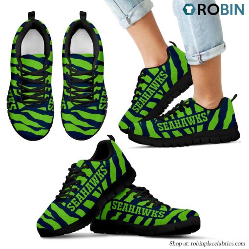 Seattle Seahawks Tiger Skin Stripes Pattern Printed Breathable Running Shoes