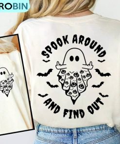 Spook Around And Find Out Comfort Shirt, Spooky Season Ghost Middle Sweater Long Sleeve
