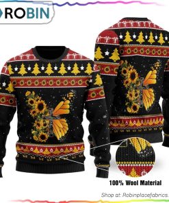 Sunflower Butterfly Ugly Christmas Sweater