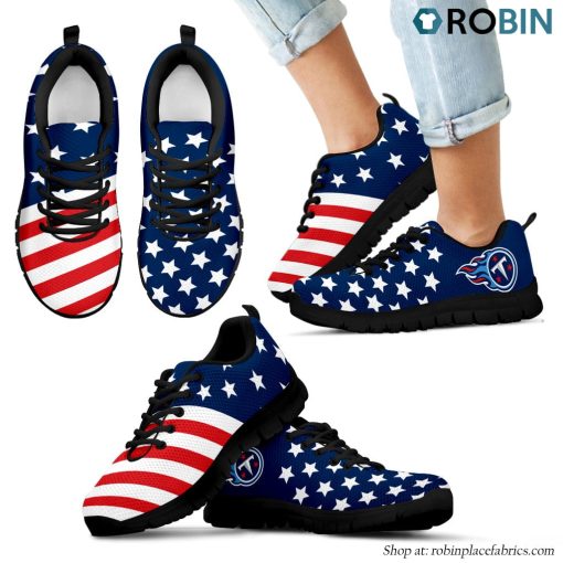 Tennessee Titans America Flag Full Stars Stripes Pattern Sneaker
