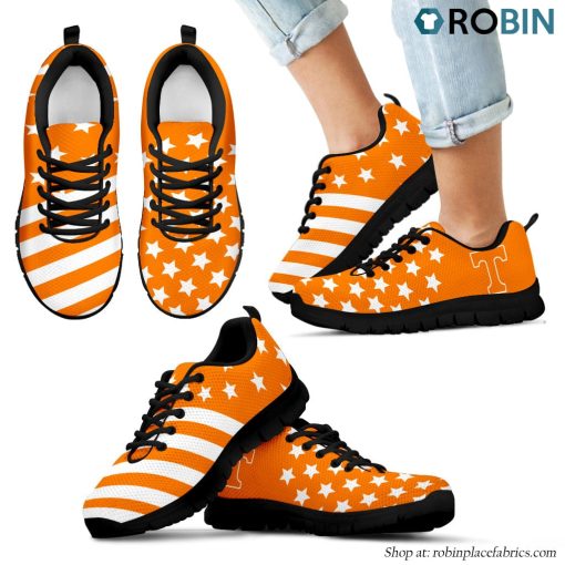 Tennessee Volunteers America Flag Pattern Casual Breathable Running Shoes