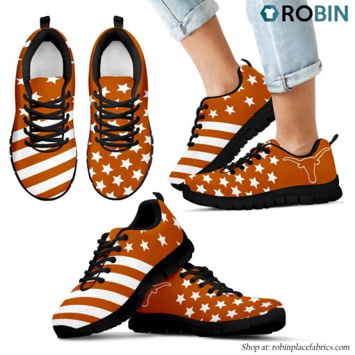 Texas Longhorns America Flag Pattern Casual Breathable Running Shoes