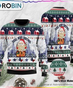 Texas Merry Christmas Jesus Santa Claus Ugly Christmas Sweater