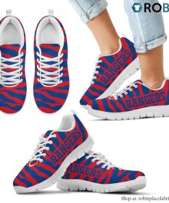 Texas Rangers Tiger Skin Stripes Pattern Printed Breathable Running Shoes Texas Rangers Tiger Skin Stripes Pattern Printed Breathable Running Shoes