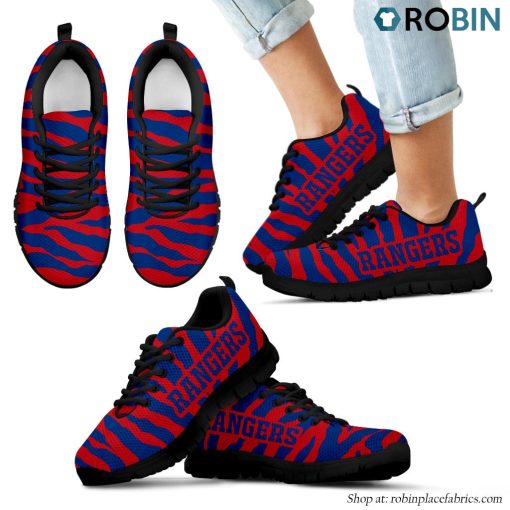 Texas Rangers Tiger Skin Stripes Pattern Printed Breathable Running Shoes
