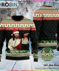 This Way To The Christmas Party Ugly Christmas Sweater