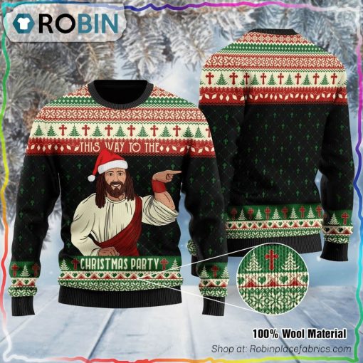 This Way To The Christmas Party Ugly Christmas Sweater