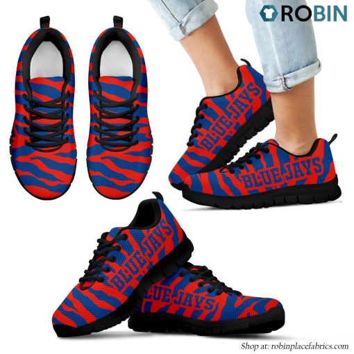 Toronto Blue Jays Tiger Skin Stripes Pattern Printed Breathable Running Shoes