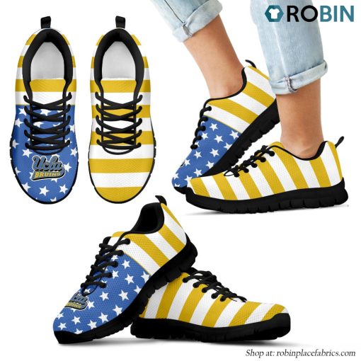 UCLA Bruins America Flag Stripes Pattern Breathable Running Shoes