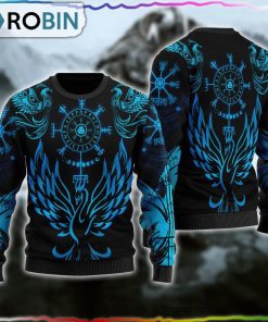 Viking Phoenix Vegvisir Blue Ugly Christmas Sweater
