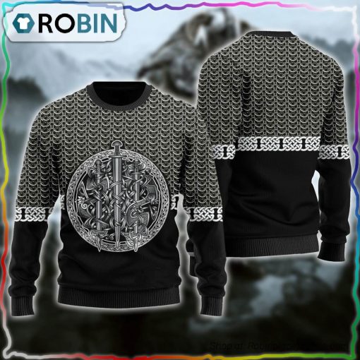 Viking Sword Black Ugly Christmas Sweater
