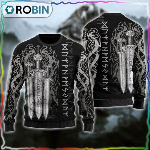 Viking Sword Ugly Christmas Sweater