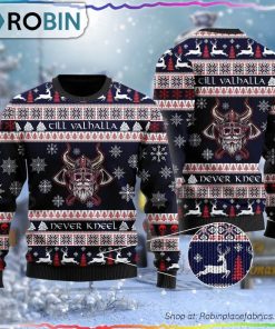 Viking Till Valhalla Never Kneel Ugly Sweater