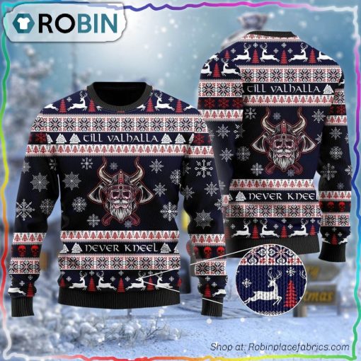 Viking Till Valhalla Never Kneel Ugly Sweater