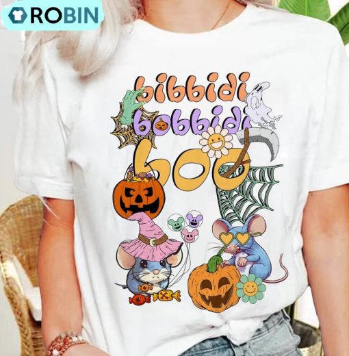 Vintage Bibbidi Bobbidi Boo Halloween Shirt, Disney Halloween Sweater Short Sleeve