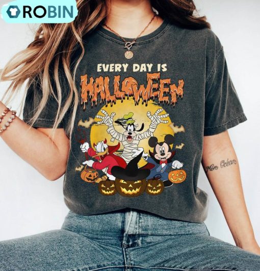 Vintage Disney Halloween Comfort Shirt, Mickey Every Day Is Halloween Tee Tops Unisex Hoodie
