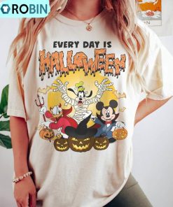 Vintage Disney Halloween Comfort Shirt, Mickey Every Day Is Halloween Tee Tops Unisex Hoodie