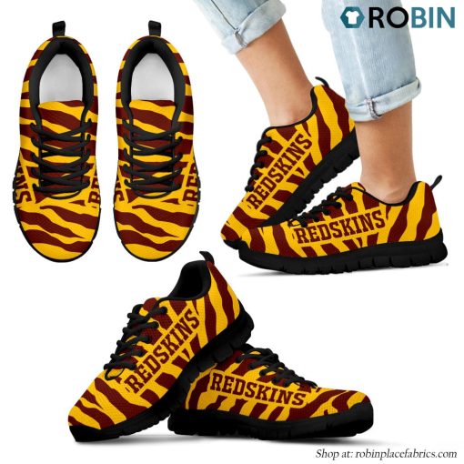 Washington Redskins Tiger Skin Stripes Pattern Printed Breathable Running Shoes