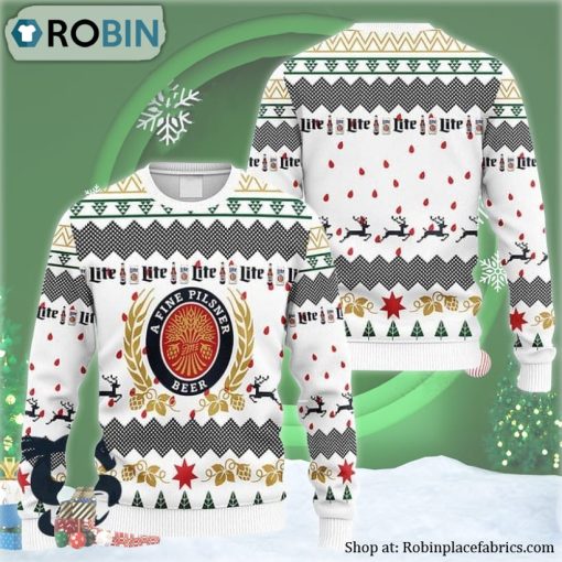 White Miller Lite Ugly Christmas Sweater