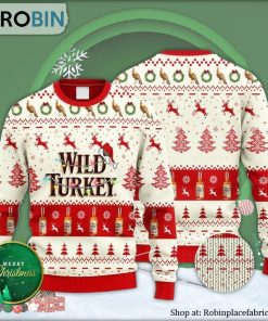 Wild Turkey Whiskey Reindeer Snowy Night Ugly Christmas Sweater