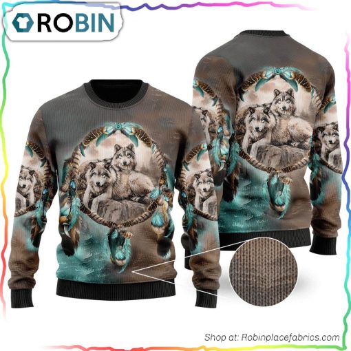 Wolf Native American Ugly Christmas Sweater